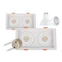 Kit Spot Duplo Embutir Led Quadrado Nordecor Lâmpadas Gu10 Branco Kit Spot Duplo Embutir Led Quadrado Nordecor Lâmpadas Gu10 Branco