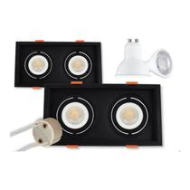 Kit Spot Duplo Embutir Led Quadrado Nordecor Lâmpadas Gu10 Preto Kit Spot Duplo Embutir Led Quadrado Nordecor Lâmpadas Gu10 Preto
