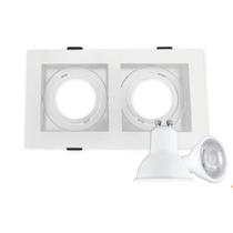 Kit Spot Duplo Embutir Recuado Quadrado 2 Lâmpada 5w Gu10 Iluminação Kit Spot Duplo Embutir Recuado Quadrado 2 Lâmpada 5w Gu10 Iluminação