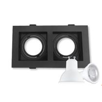 Kit Spot Duplo Embutir Recuado Quadrado 2 Lâmpada 5w Gu10 Iluminação Kit Spot Duplo Embutir Recuado Quadrado 2 Lâmpada 5w Gu10 Iluminação