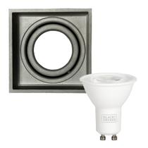 Kit Spot Embutir Hub Microborda Recuado Quadrado Luminatti + Lâmpada LED Dicróica 6,5W Black+Decker