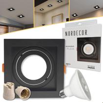 Kit Spot Embutir Quadrado Nordecor Par30 Lâmpada 9w Irc95 2700K Kit Spot Embutir Quadrado Nordecor Par30 Lâmpada 9w Irc95 2700K