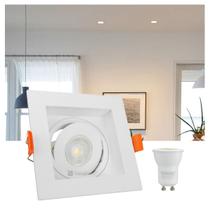 Kit Spot Embutir Taschibra Conecta Quadrado Recuado Branco MR11 + Lâmpada LED Taschibra Dicróica TDL 20 3,5W