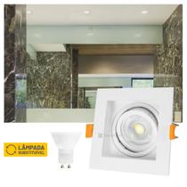 Kit Spot Embutir Taschibra Conecta Quadrado Recuado Branco MR16 + Lâmpada LED Taschibra Dicróica TDL 50 7W