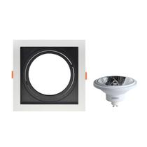 Kit Spot Embutir Taschibra Conecta Quadrado Recuado Branco/Preto AR111 + Lâmpada LED Taschibra AR111 24º GU10 Kit Spot Embutir Taschibra Conecta Quadrado Recuado Branco/Preto AR111 + Lâmpada LED Taschibra AR111 24º GU10