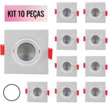 Kit spot led com 10 unidades 7w quadrado branco frio (6000 k)