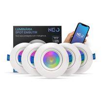 Kit Spot Led Smart Wifi 2.4 GHz Embutir 5w RGB 110v 220v Quadrado ou Redondo Branco Neo Avant