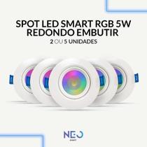 Kit Spot Led Smart Wifi 2.4 GHz Embutir 5w RGB 110v 220v Quadrado ou Redondo Branco Neo Avant