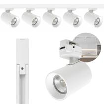 Kit Spots Trilho Eletrificado 5 Spot 7W Com Trilho De Iluminação Branco 1 Metro Luminarte