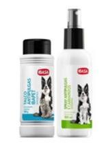 Kit Spray 100ml + Talco Antipulgas E Carrapatos Antisséptico 100g Ibasa