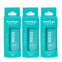 Kit Spray Bucal Kess Fresh & Go Classic Mint para Mau Hálito sem Álcool 3 Sprays 10ml