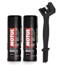 Kit Spray Lubrificante Motul C2 Plus Chain Lube Escovinha de Limpeza