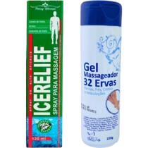 Kit Spray Massageador Icerelief + Gel Massageador 32 Ervas 220g