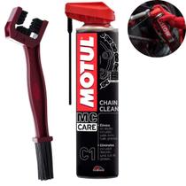 Kit Spray Para Limpeza de Correntes On/Off Road Motos Motul C1 Chain Clean C/ Escova