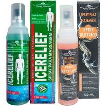 Kit Spray Para Massagem Icerelief 120ml + Spray Peixe Elétrico 120ml Kit Spray Para Massagem Icerelief 120ml + Spray Peixe Elétrico 120ml
