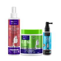 Kit Spray Revitalizador de Cachos Gelatina Tônico Capilar Beleza Natural