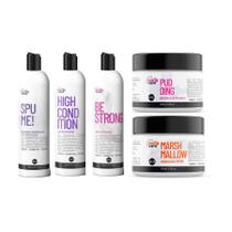 Kit Spume, High Condition, Be Strong, Marshmallow e Pudding 5 Produtos Curly Care