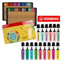 Kit Stabilo Lettering Marca Texto Caneta Neon Pastel 65 pcs