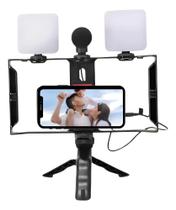 Kit Stedicam Celular Preto 2 Iluminador W81 para gravação filmagem yotube Kit Stedicam Celular Preto 2 Iluminador W81 para gravação filmagem yotube