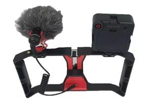 Kit Stedicam p/ Celulares+Led Soleste W81+microfone Mz1 t