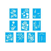 Kit Stencil 10 Unid - Floral 20 X 25Cm- Ref 25