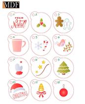 Kit Stencil Mini Natal Pinheiro, Bolas com 14 Peças 4,5cm Stmin-001 Litoarte