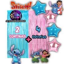 Kit: STITCH 2 Cortinas Metalizada + 4 Balões Estrelas, Decoração, Festa, Aniversário, Adereços, Festival, Comemorção Kit: STITCH 2 Cortinas Metalizada + 4 Balões Estrelas, Decoração, Festa, Aniversário, Adereços, Festival, Comemorção