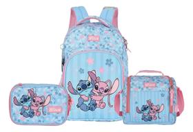 Kit Stitch E Angel Mochila Lancheira Térmica E Estojo Box