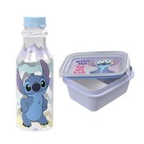 Kit Stitch Garrafa de Água 500ml + Marmita Hermética Infantil Escolar Disney