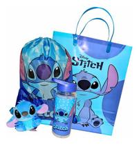 Kit Stitch Garrafa Mochila Saco E Chaveiro Pelucia Kit Presente 4 Itens Kit Stitch Garrafa Mochila Saco E Chaveiro Pelucia Kit Presente 4 Itens