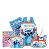 Kit Stitch Mochila Costas Lancheira E Estojo Duplo Tropical Kit Stitch Mochila Costas Lancheira E Estojo Duplo Tropical