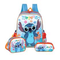 Kit Stitch Mochila Costas Lancheira Térmica E Estojo Duplo