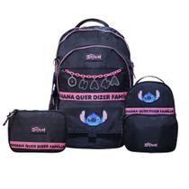 Kit Stitch Mochila De Costas Lancheira Térmica e Estojo Box 100 Pens MJ50081SC