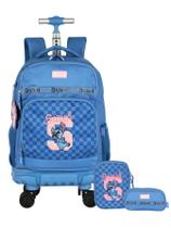 Kit Stitch Mochila Rodas + Estojo Box e Estojo Triplo Luxo