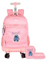 Kit Stitch Mochila Rodas + Estojo Box e Estojo Triplo Luxo