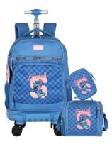 Kit Stitch Mochila Rodas + Lancheira + Estojo Box Kit Stitch Mochila Rodas + Lancheira + Estojo Box