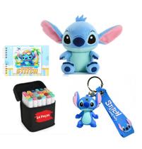 Kit Stitch Pelúcia Livro De Colorir Canetinha 24 unidades E Chaveiro com Laterna Projetora Kit Stitch Pelúcia Livro De Colorir Canetinha 24 unidades E Chaveiro com Laterna Projetora