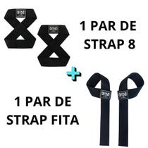 Kit Strap 8 e Strap Fita Musculação Academia Preto