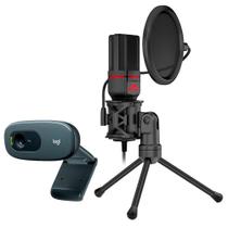 Kit Stream Webcam Logitech C270 + Microfone Redragon Seyfert
