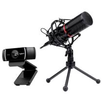 Kit Stream Webcam Logitech C922 + Microfone Condensador Redragon Blazar