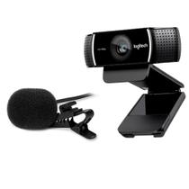 Kit Streamer Webcam Logitech C922 + Microfone de Lapela Sharkoon SM1
