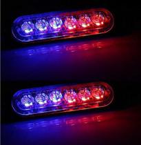 Kit Strobo 6 Led Intermitente Vermelho E Azul Moto Carro Par Kit Strobo 6 Led Intermitente Vermelho E Azul Moto Carro Par