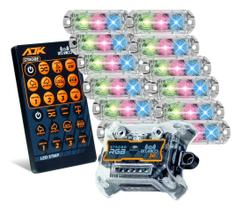 Kit Strobo AJK RGB Rítmico 3.0 + 12 Faróis 6W