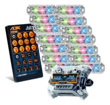 Kit Strobo AJK RGB Rítmico 3.0 + 14 Faróis 6W
