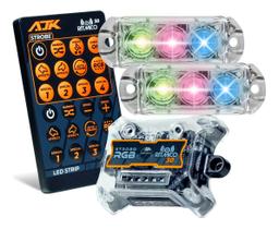 Kit Strobo AJK RGB Rítmico 3.0 + 2 Faróis 6W