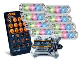 Kit Strobo AJK RGB Rítmico 3.0 + 8 Faróis 6W