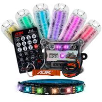 Kit Strobo Automotivo Ajk Rgb 6 Farois Função Rítmico E Vu