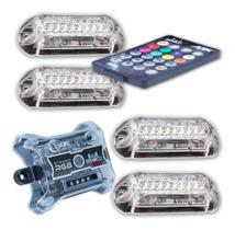 Kit Strobo Automotivo AJK RGB Rítmico IR Control 4 Faróis 3W - RGB 8 Cores
