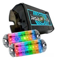 Kit Strobo Lite AJK Digital 2 Faróis RGB Central de Iluminação Light LED 3W Automotivo