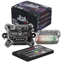 Kit Strobo Rítmico 2.0 AJK Central Com Controle + 2 Faróis Led RGB 3W